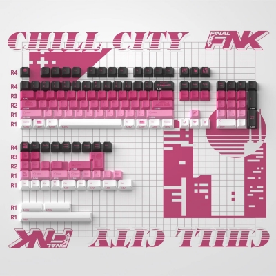 Chill City Gradient Red 104+37 PBT Dye-subbed Keycaps Set for Cherry MX Mechanical Gaming Keyboard